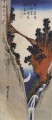 un puente sobre un profundo desfiladero Utagawa Hiroshige Ukiyoe